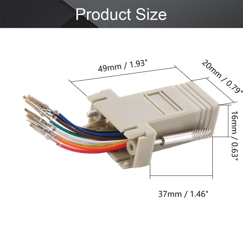 Fielect 10Pcs DB9 to RJ45 Modular Adapter, 9 Needles/Cores, 2 Rows, Beige - Image 2